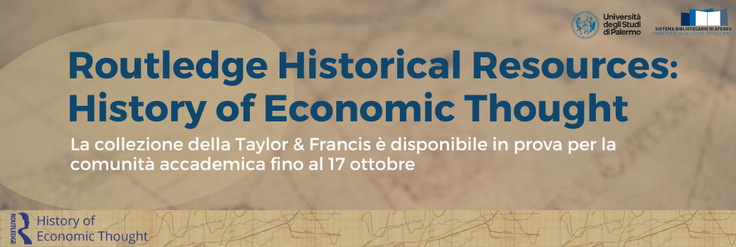 Taylor & Francis. History of Economic Thought - Accesso di prova alla collezione di ebook