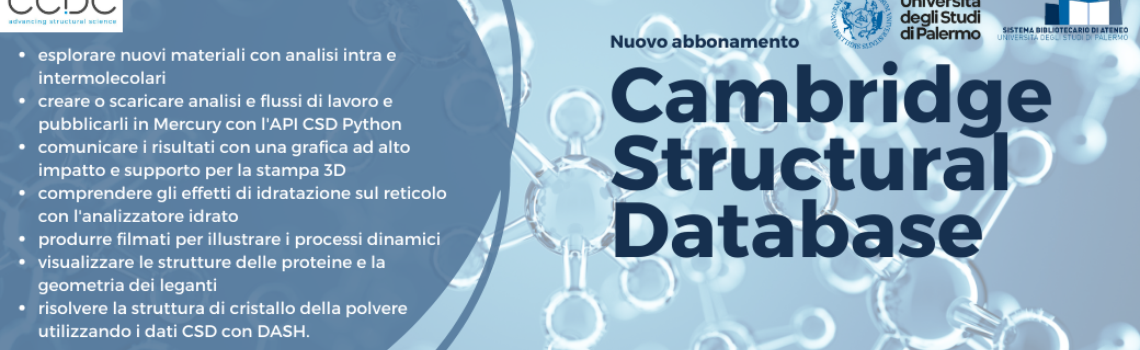 The Cambridge Structural Database (CSD): nuovo abbonamento
