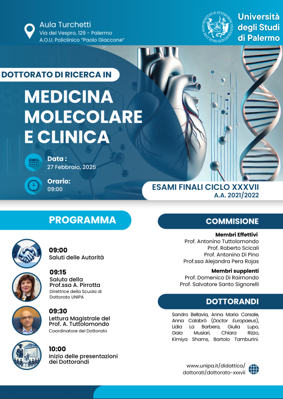 Esami Finali ciclo XXXVII Dottorato Medicina Molecolare e Clinica