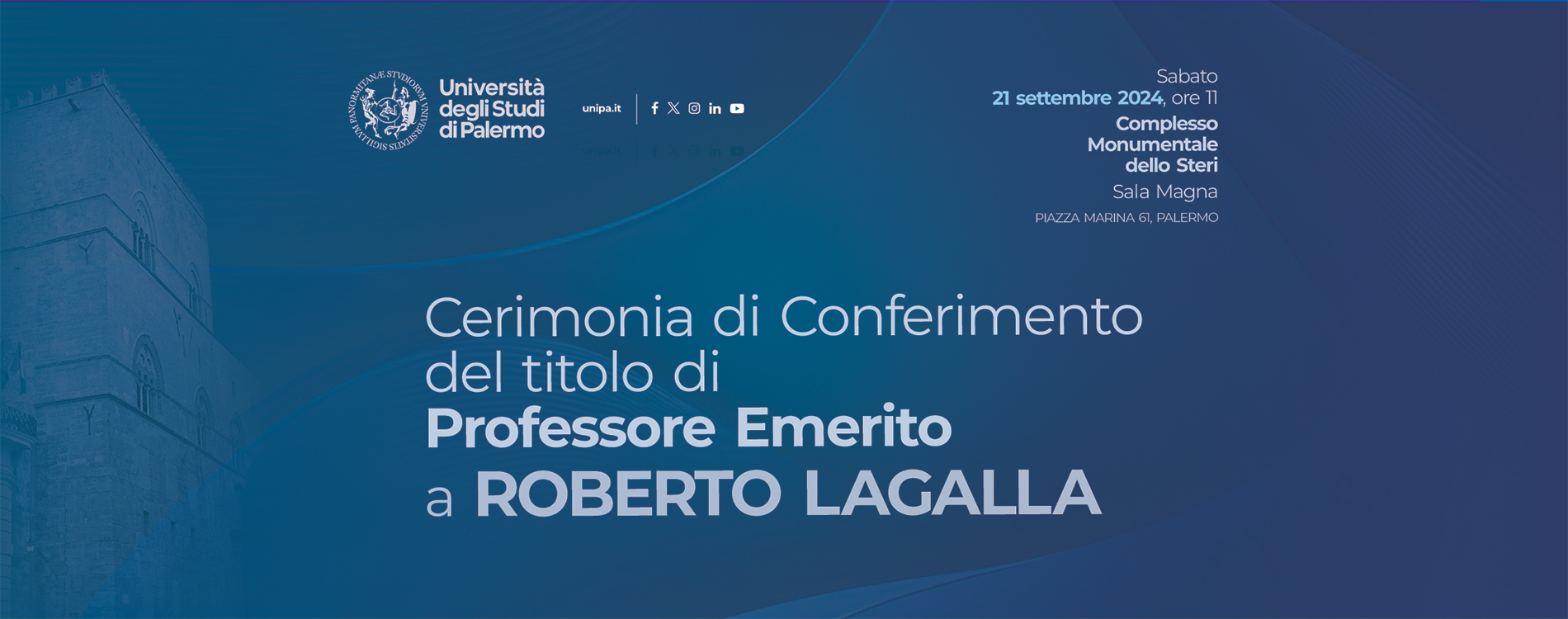 Conferimento del titolo di Professore Emerito a Roberto Lagalla