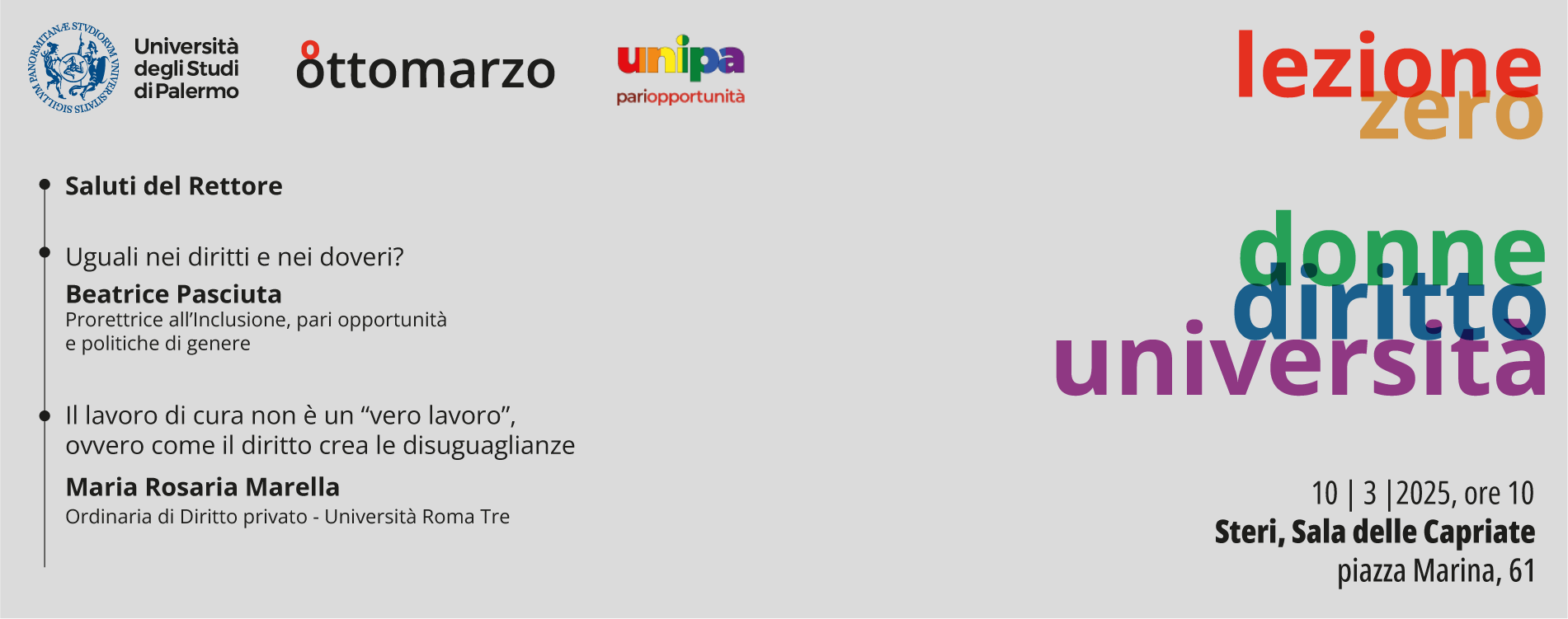 Lezione Zero - 8 marzo "Donne diritto università"