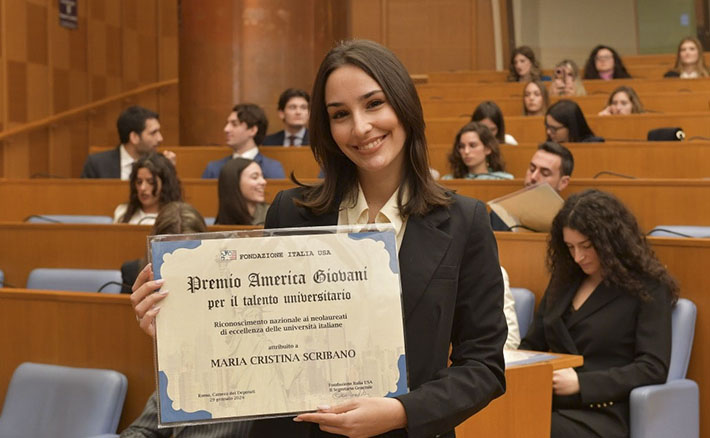Alla dott.ssa Maria Cristina Scribano il Premio America Giovani per il talento universitario