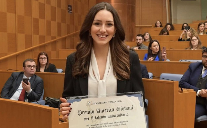 La dott.ssa Cristiana Livolsi del Dipartimento di Giurisprudenza vince il Premio America Giovani per il talento universitario