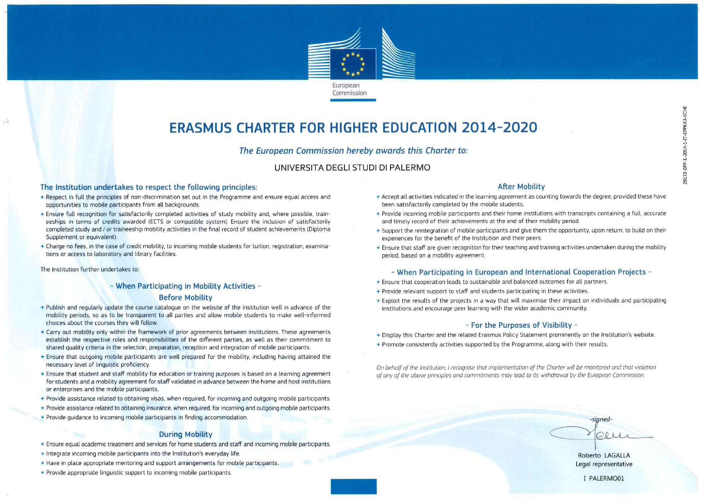 Erasmus Charter for Higher Education 2014-2020